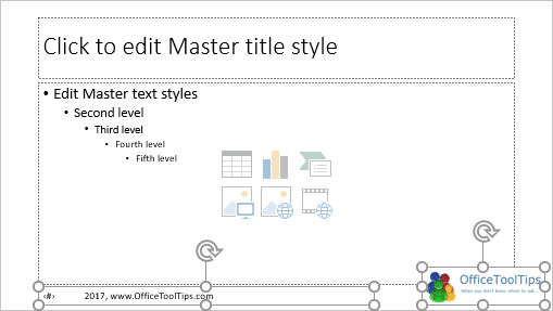 Master slide elements in PowerPoint 2016