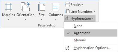 Automatic Hyphenation in Word 2016