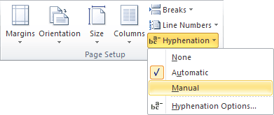Manual hyphenation in Word 2010