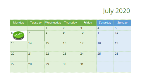 Calendar for one month in PowerPoint 365