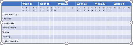 Table with weeks in PowerPoint 2016