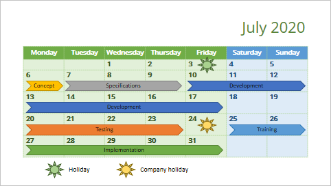 Calendar for one month in PowerPoint 365