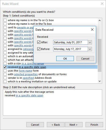 Date Received in Outlook 2016