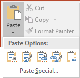 Paste Options in PowerPoint 2016