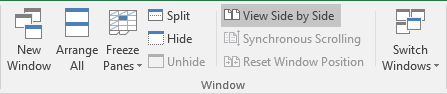 View side by side Excel 2016