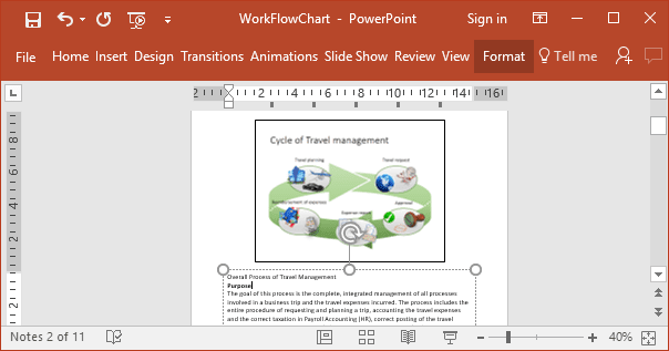 Notes view in PowerPoint 2016