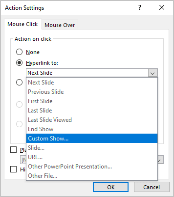 Action Settings in PowerPoint 365