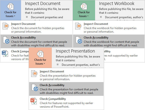 Check Accessibility in Office 2016