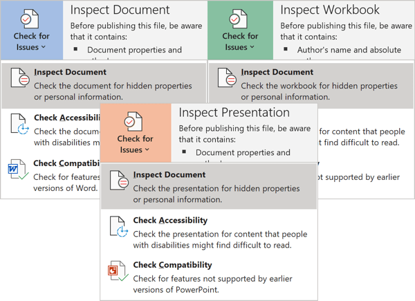 Inspect Document in Office 365