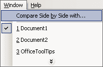 Compare documents in Word 2003