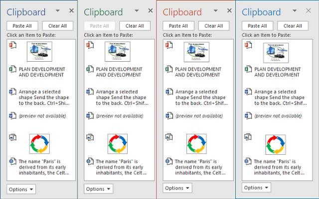 Microsoft Office Clipboard in Office 2016