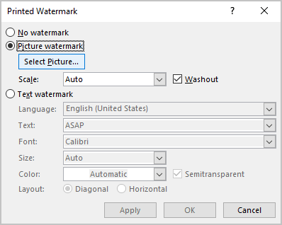 Picture Watermark in Word for Microsoft 365