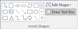Draw Text Box in Insert Shapes group in Word 2016
