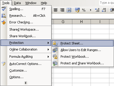 Protect Excel 2003