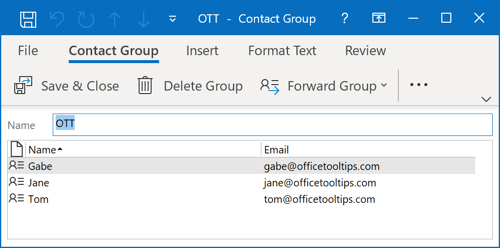 The smaller Contact Group in Outlook 365