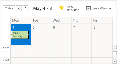 Calendar Event in Outlook 365