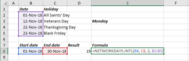 Work Days for unusual shifts in Excel 2016