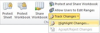 Highlight Changes in Excel 2010