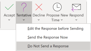 Do not Send a Response in Outlook 365