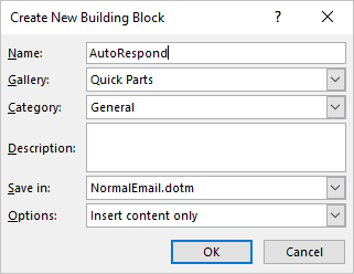 Create New Building Block in Outlook 365
