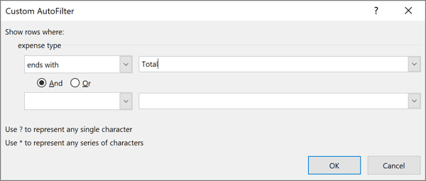Custom AutoFilter in Excel 365