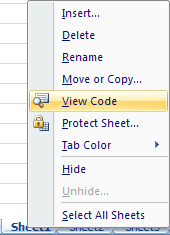 View Code spreadsheet in Excel 2007