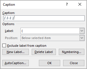 Example of the label in Word 365