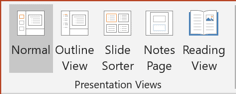 Presentation Views group in PowerPoint 2016