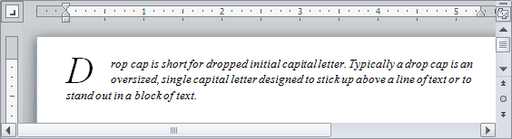 Drop Cap example in Word 2010