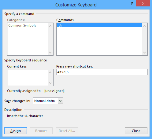 Customize Keyboard in Word 2013