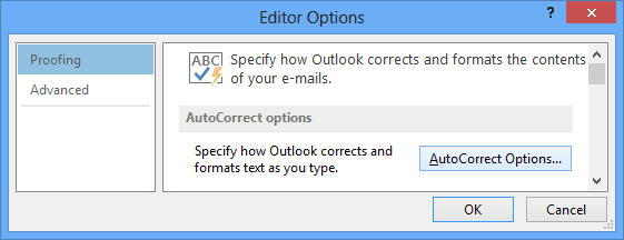 proofing in Outlook 2013