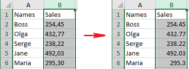 Change comma to decimal point and vice versa in Excel 2016
