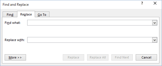 More replace options in Word 2016