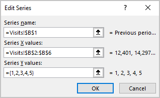 Edit Series dialog box in Excel 365