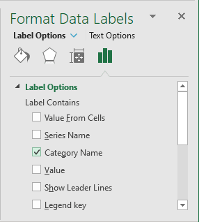 Labels Options in Format Labels Excel 2016