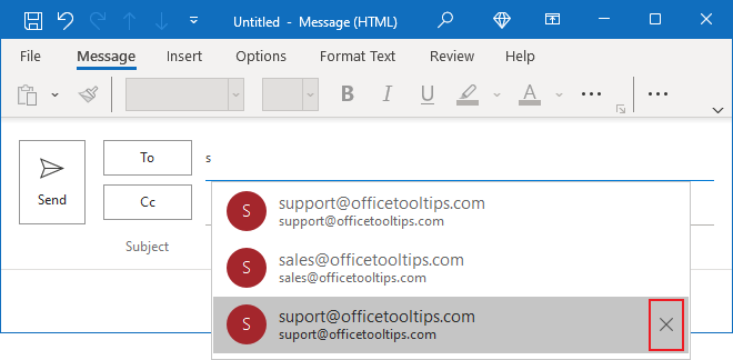 Remove from AutoComplete list in Outlook 365