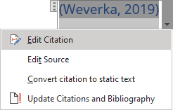 Edit Citation in Word 365