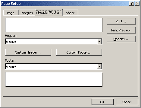 Header and Footer Excel 2003