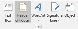 Header and Footer in Excel 2016