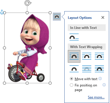 Text wrapping for picture in Word 365