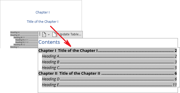 Table of Contents in Word 365