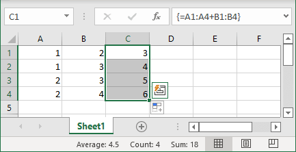 Current array in Excel 365