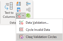 Clear Validation Circles in Excel 365