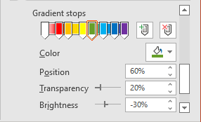 Gradient stops in the Format pane Office 365