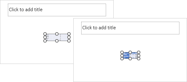 Example insert existing table in PowerPoint 365