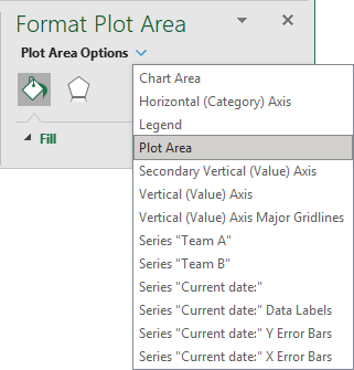 Select elements in Format pane Excel 365