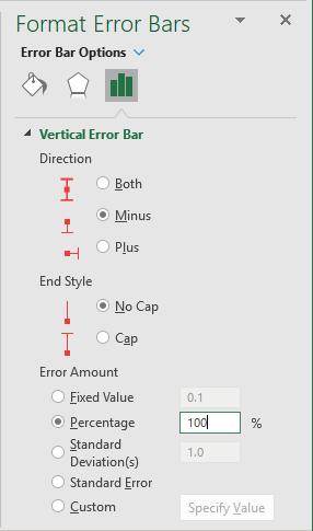 Format Error Bars Options in Excel 365