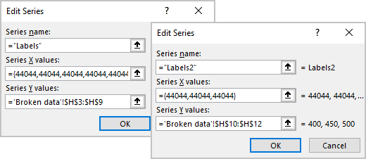 Edit Series dialog box 2 in Excel 365