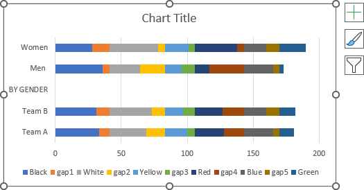 Switched stacked bar chart in Excel 365