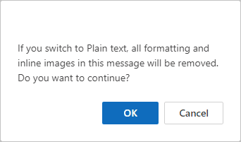 Microsoft message in Outlook for Web